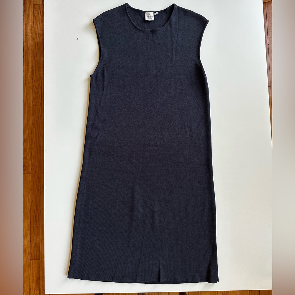 Vintage Anne Klein Knit Black Midi Sleeveless Dress